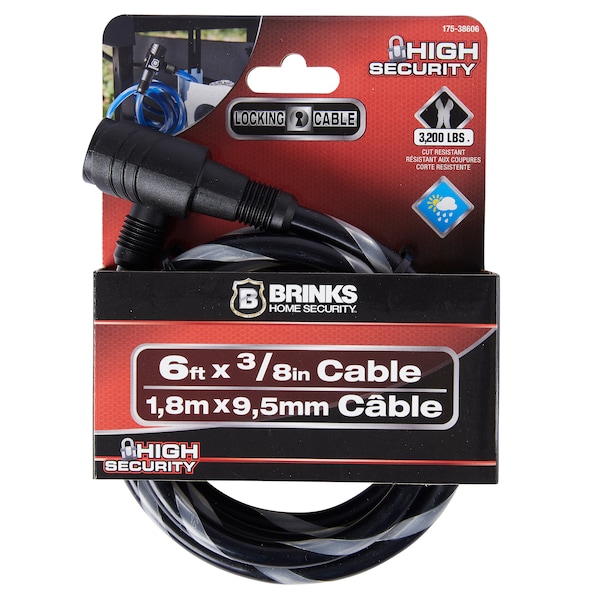 Braided Steel Cable with Keyed Lock, 6' long Assorted Colors